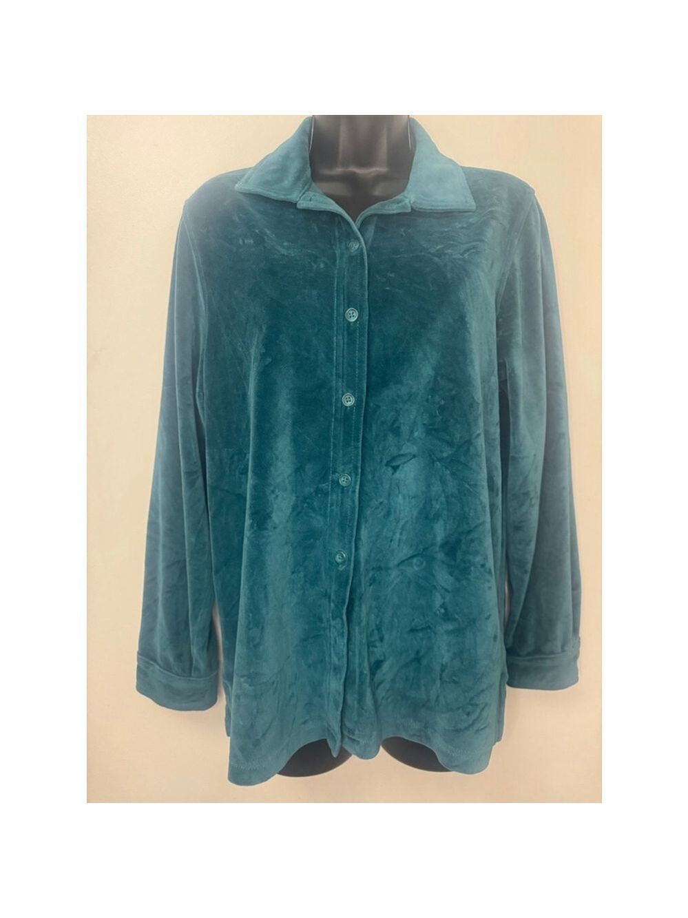 Women's L.L.Bean Teal Velvet Button-Down Shirt Size S